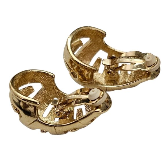 Givenchy Gold Tone Clip On Earrings J Style Half Loop, Signed - Picture 9 of 14